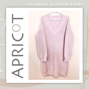 Apricot Lavender V-Neck Sweater Dress